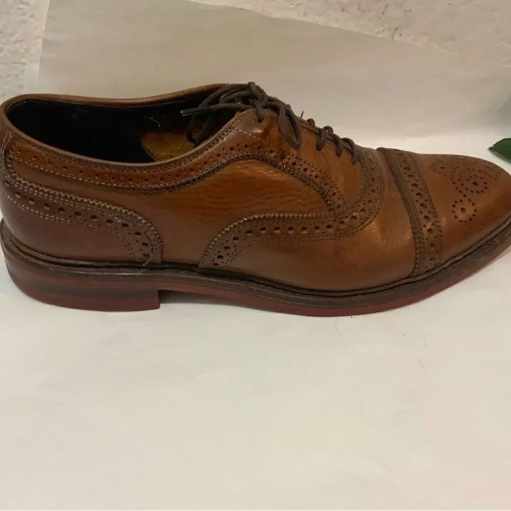 Allen Edmonds Strandmok Cap Toe Brown Oxfords Red Dainite Soles Men's Size 8.5 E
